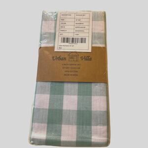 Urban Villa Napkins 4/PK Aqua White Check New in Pkg